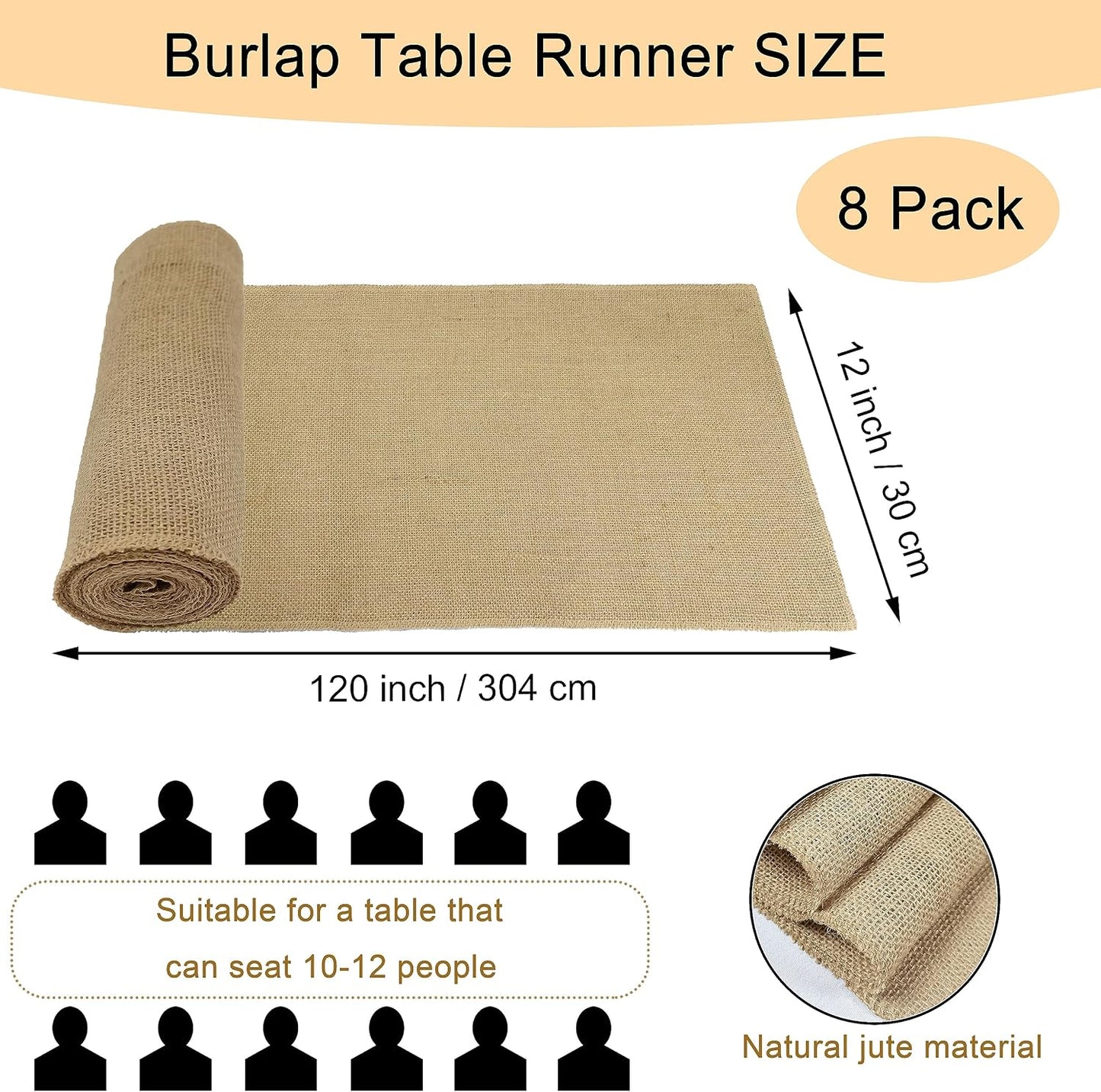 Mesa Yute Natural 12x120pulg Decoración Boda