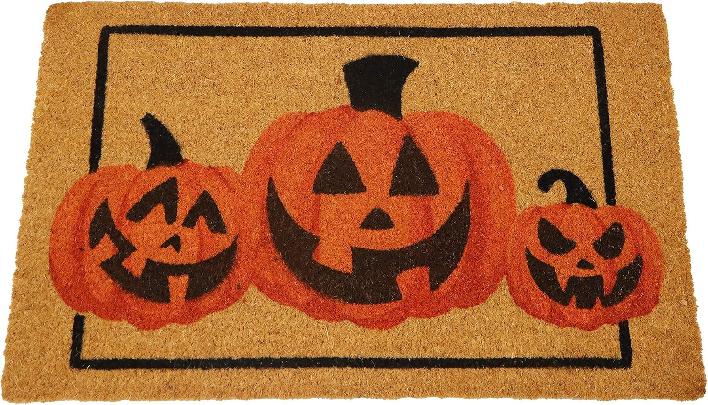 Tapete Halloween calabaza 30x17pulg antiderrap fibra coco