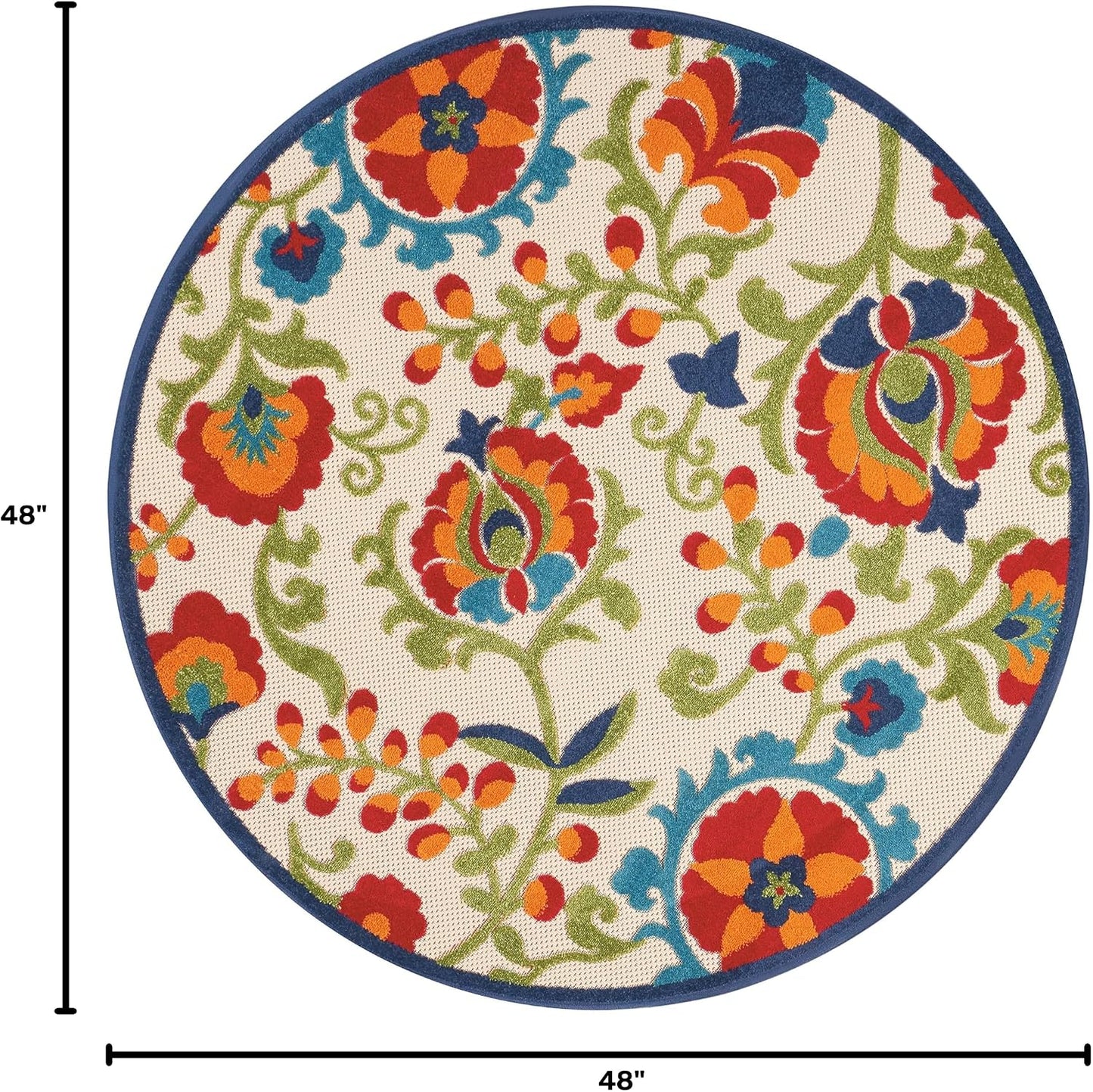 Tapete redondo 4ft multicolor para interiores exteriores