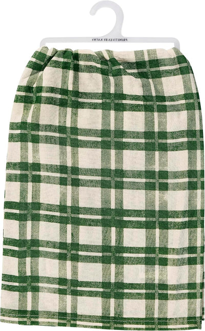 Toalla cocina San Patricio cuadros verdes trébol 28x28pulg