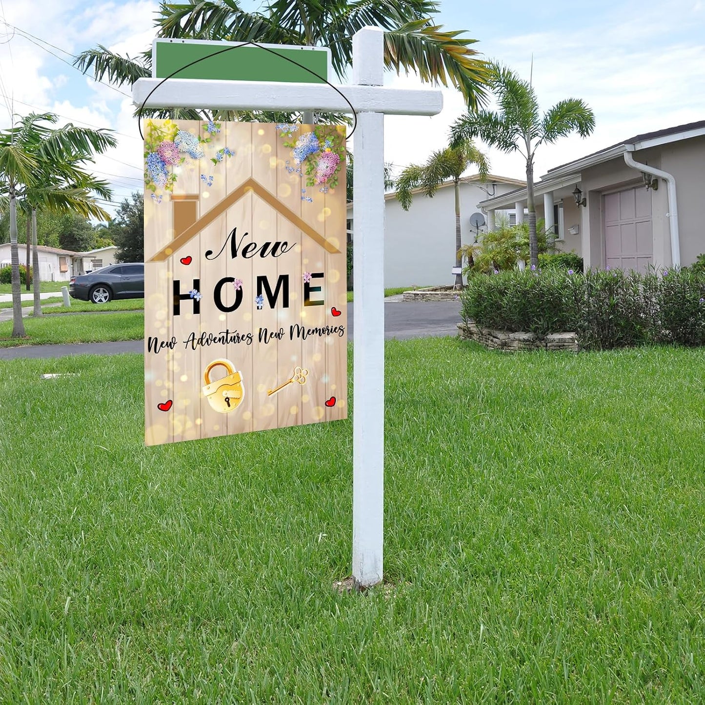 Bandera jardín bienvenida a casa dulce hogar
