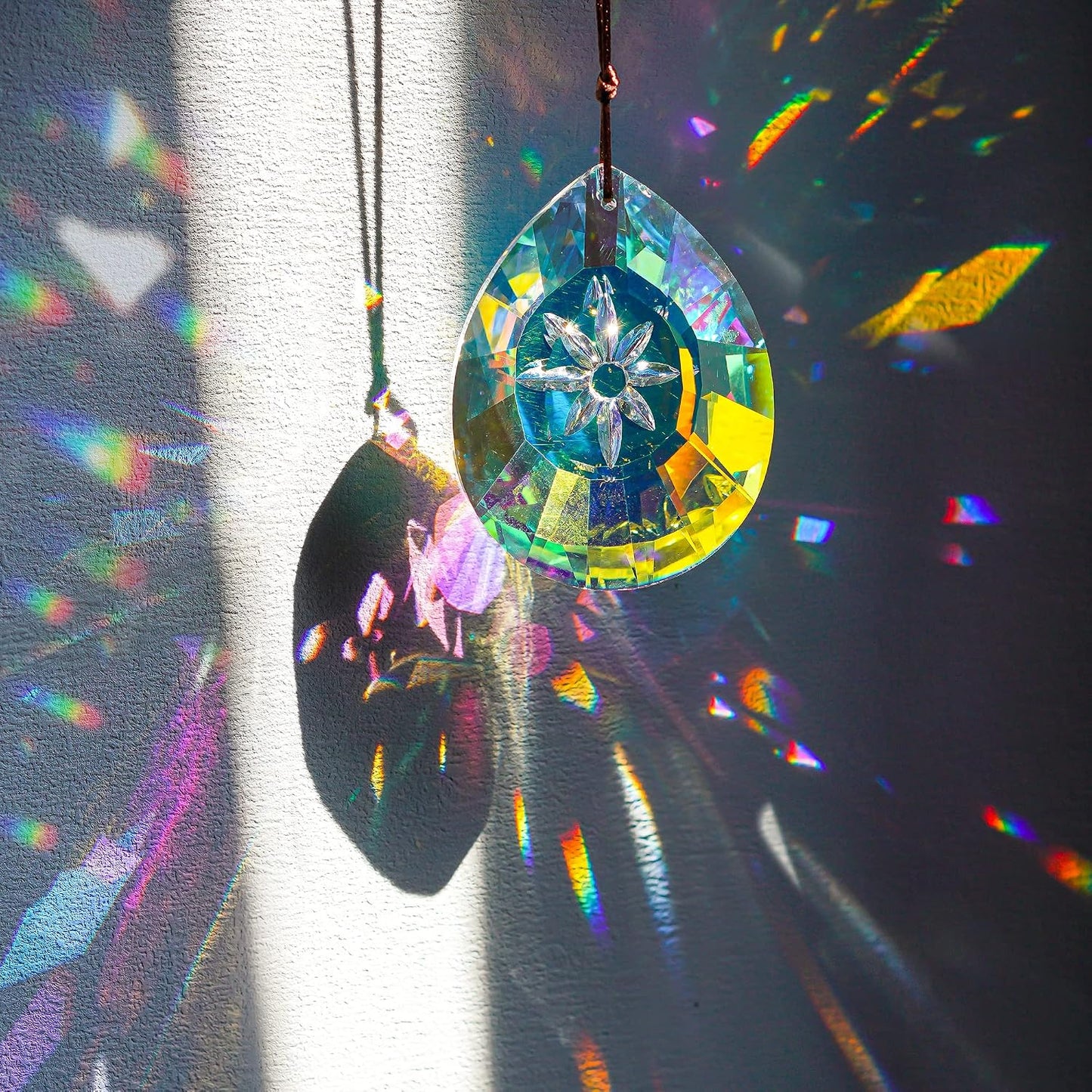 Lámpara colgante cristal prisma arcoíris para ventana