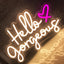 Letrero neón LED Hello Gorgeous para dormitorio niña