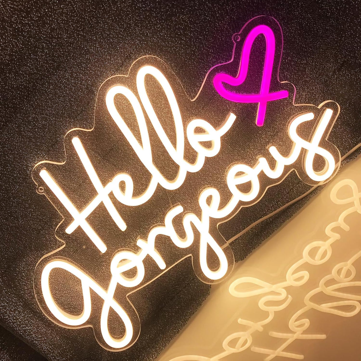 Letrero neón LED Hello Gorgeous para dormitorio niña