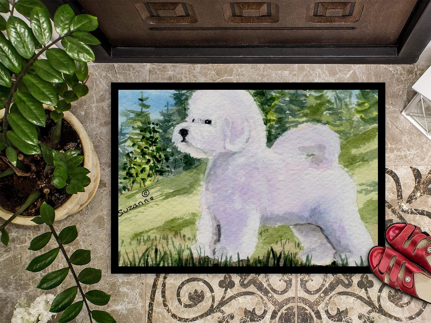 Felpudo Bichon Frise 18x27pulg Antiderrap Lavable