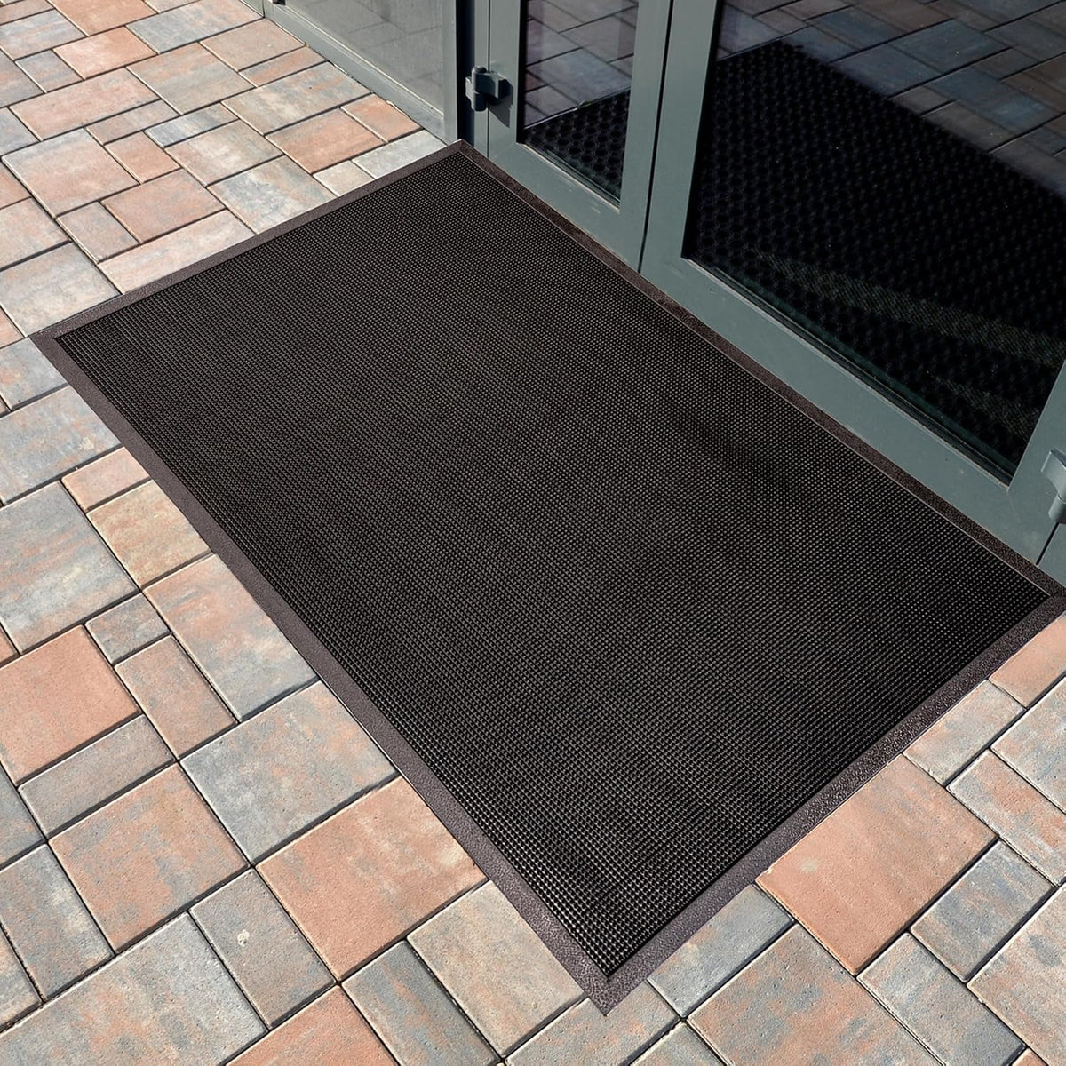 Alfombrilla entrada goma resistente exterior negro