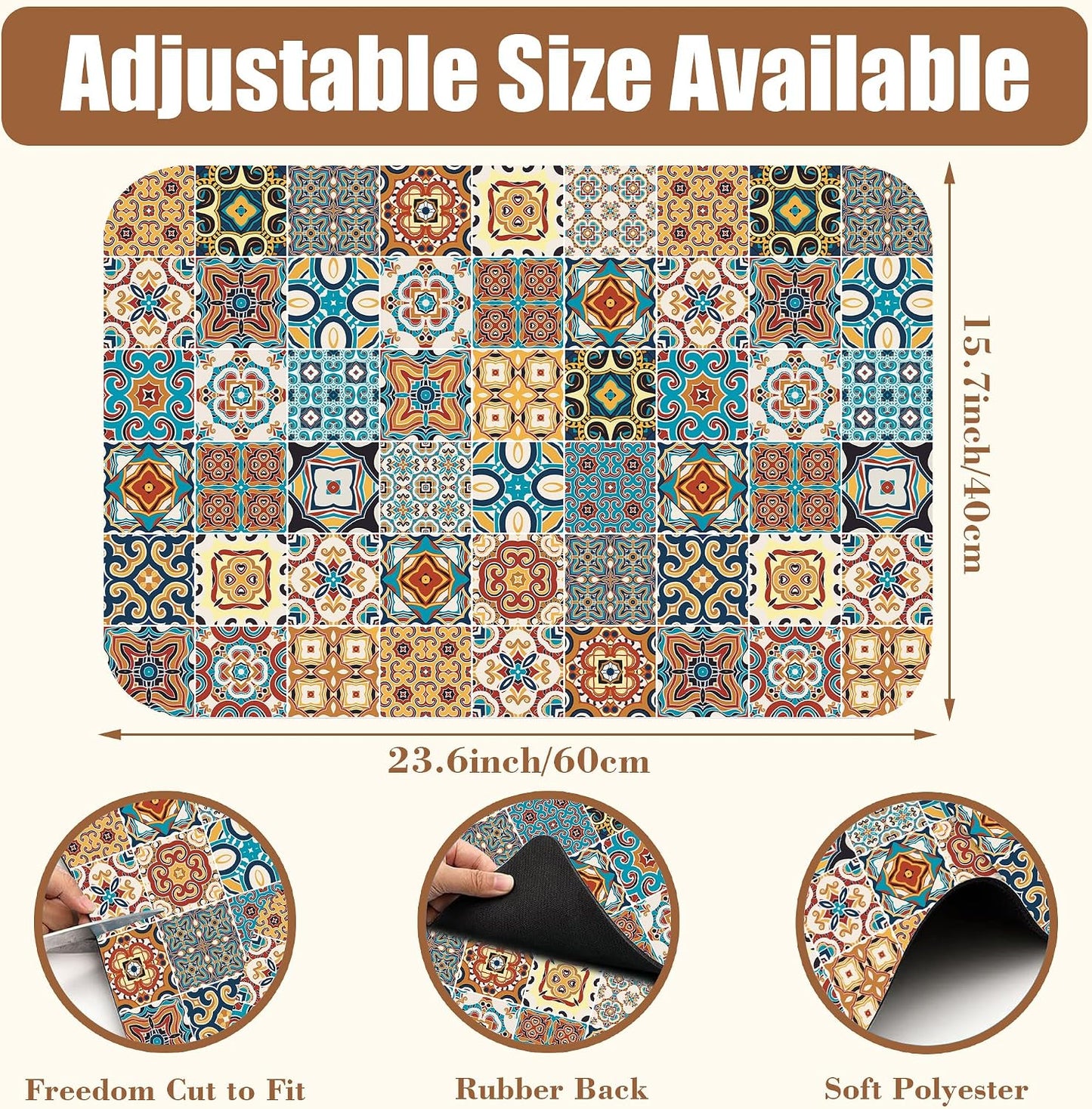 Alfombrilla secado platos multicolor azulejos goma