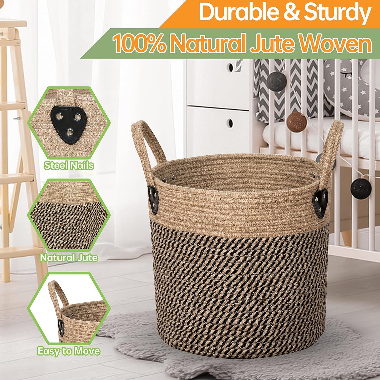 Cesta yute 12x12 cubierta multifuncional Boho