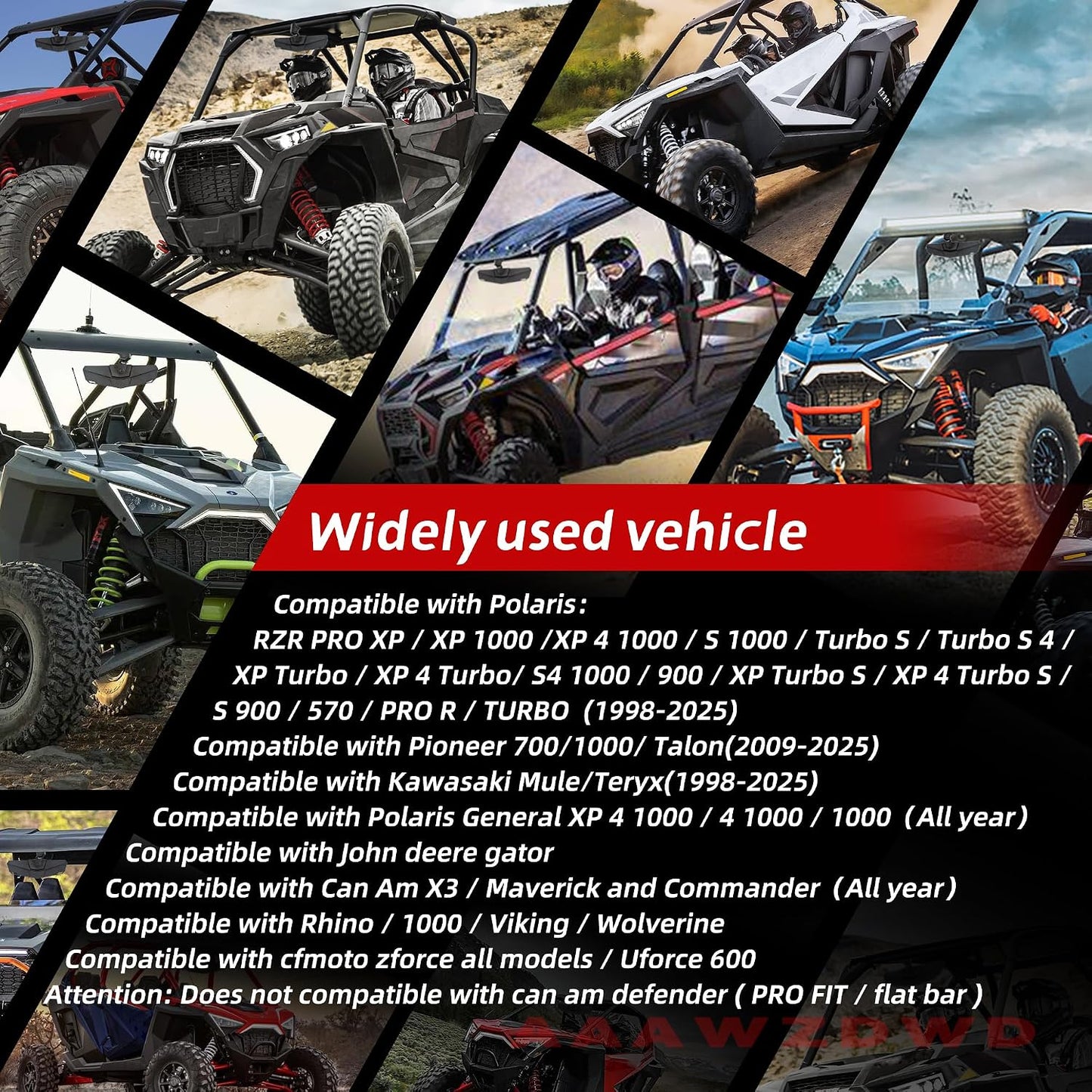 Espejo retrovisor UTV aluminio 1.5-2" comp Polaris