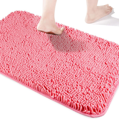 Tapete baño felpilla gruesa antiderrap 24x36pulg rosa