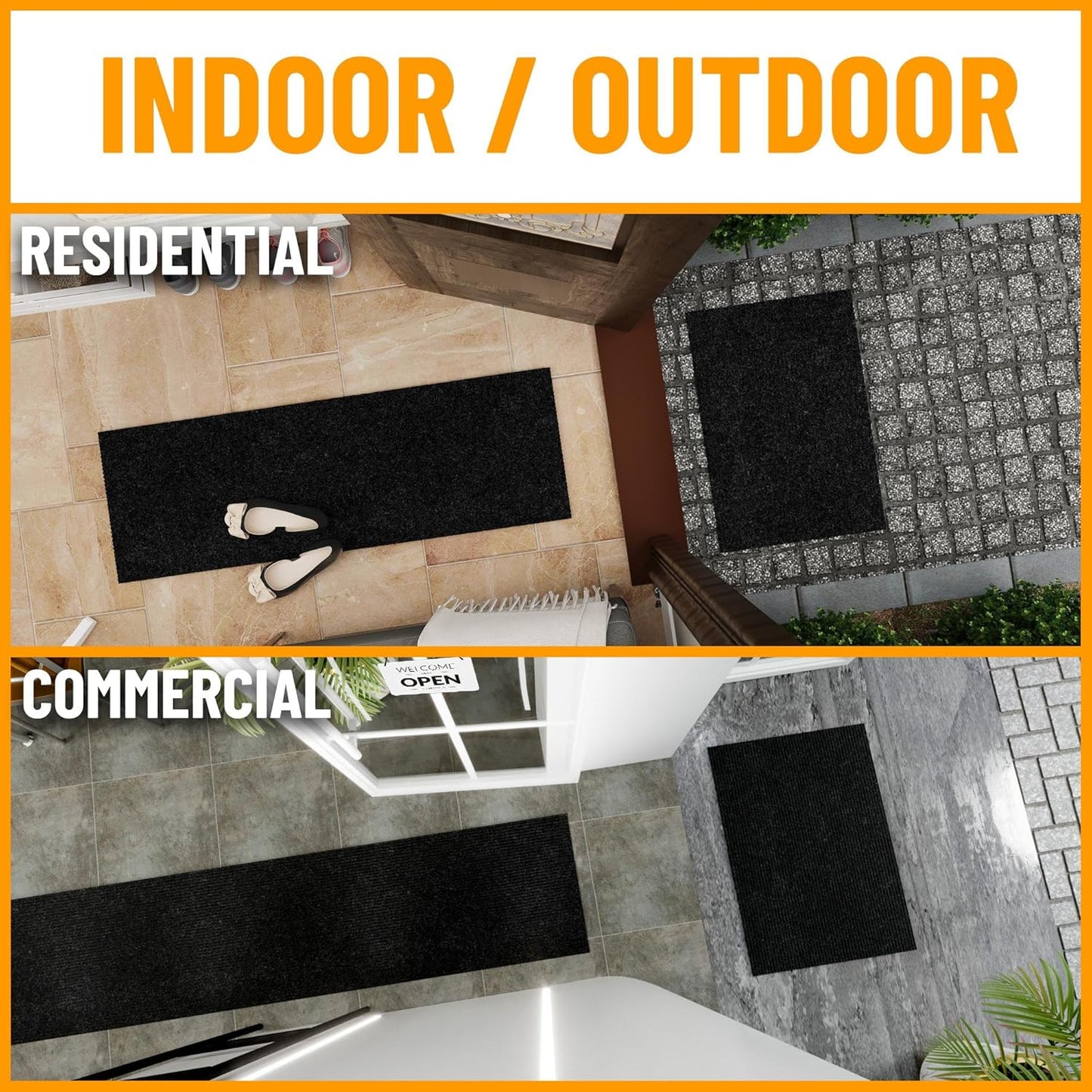 Alfombra pasillo 2x20pulg antiderrap uso interior exterior