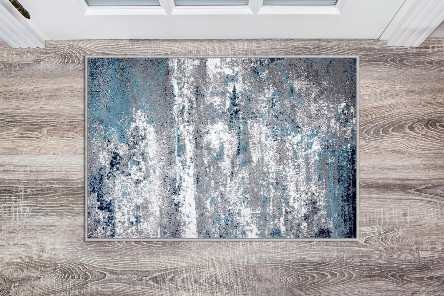 Alfombra abstracta azul envejecida moderna 2x3ft