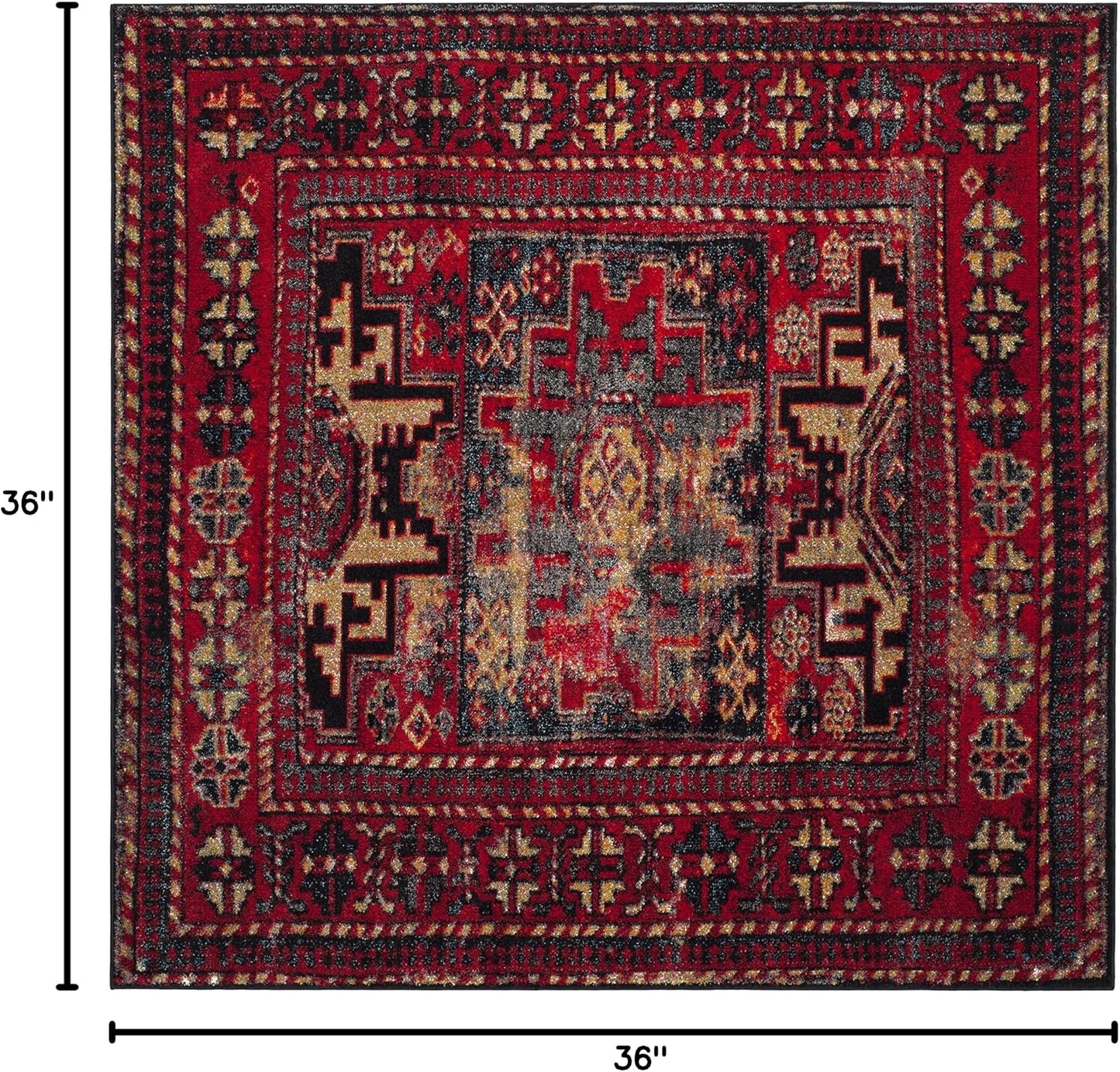 Alfombra Hamadan 3' Cuadrada Rojo Multi Diseño Persa