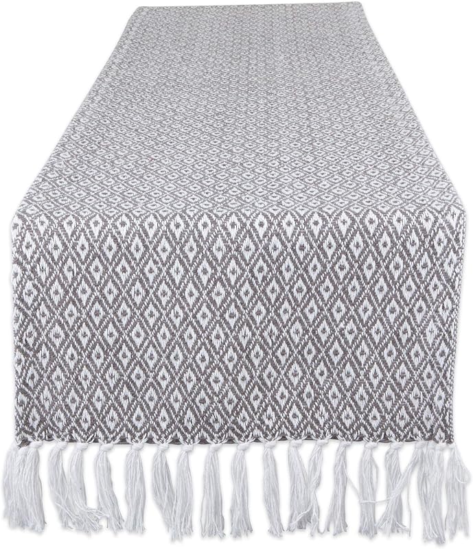 Camino mesa trenzado con diamantes 15x72pulg gris