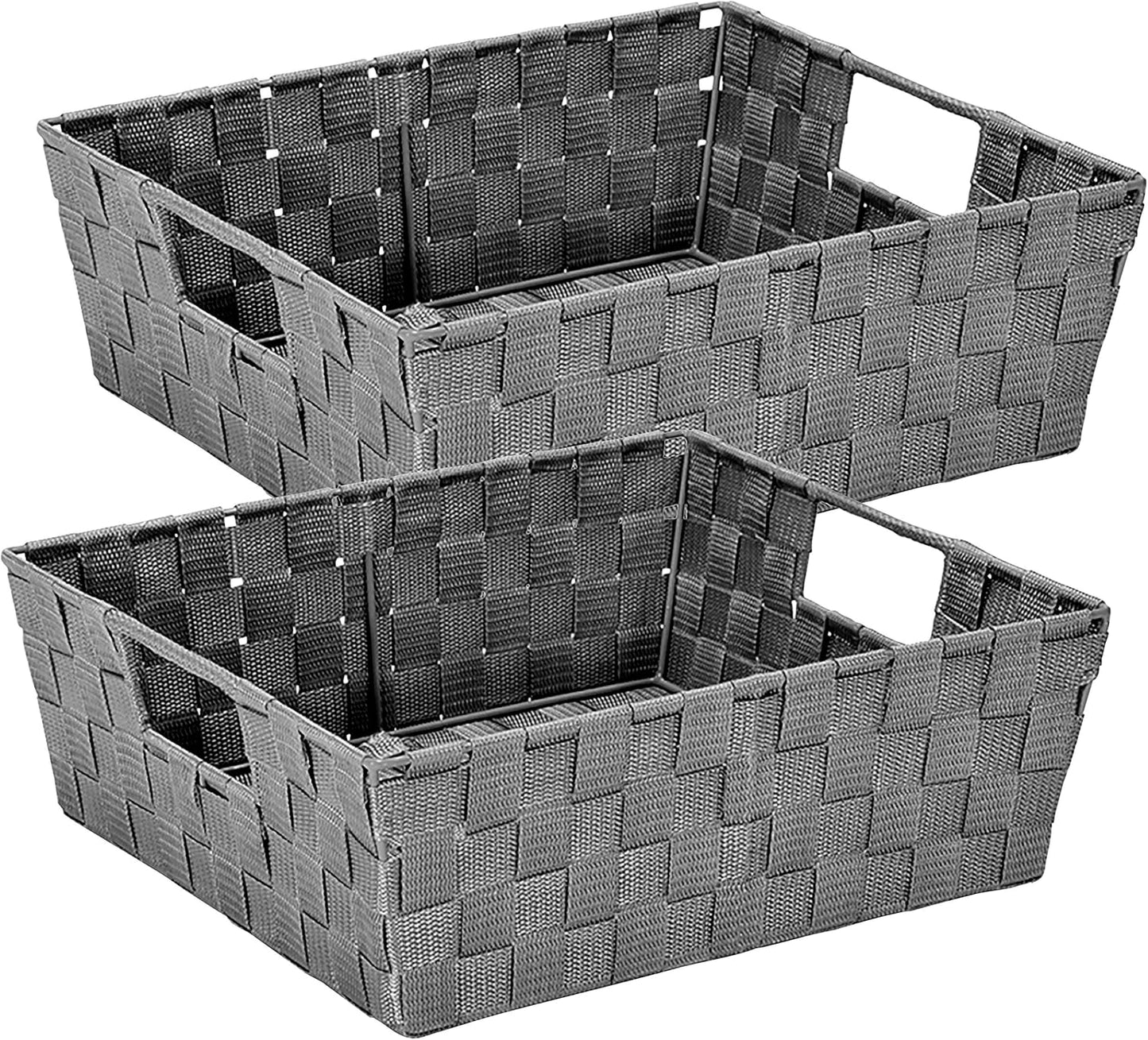2 Pzas Bolsas Almacenamiento Grande Correa Tejida Gris