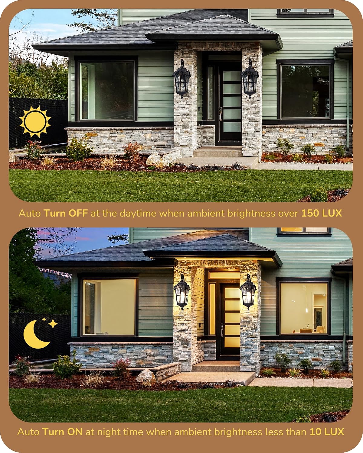 Luz pared exterior E26 grande impermeable aplique