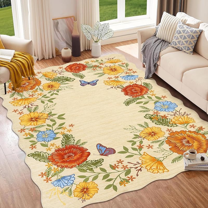 Alfombra lavable 9x12ft moderna antiderrap amarilla