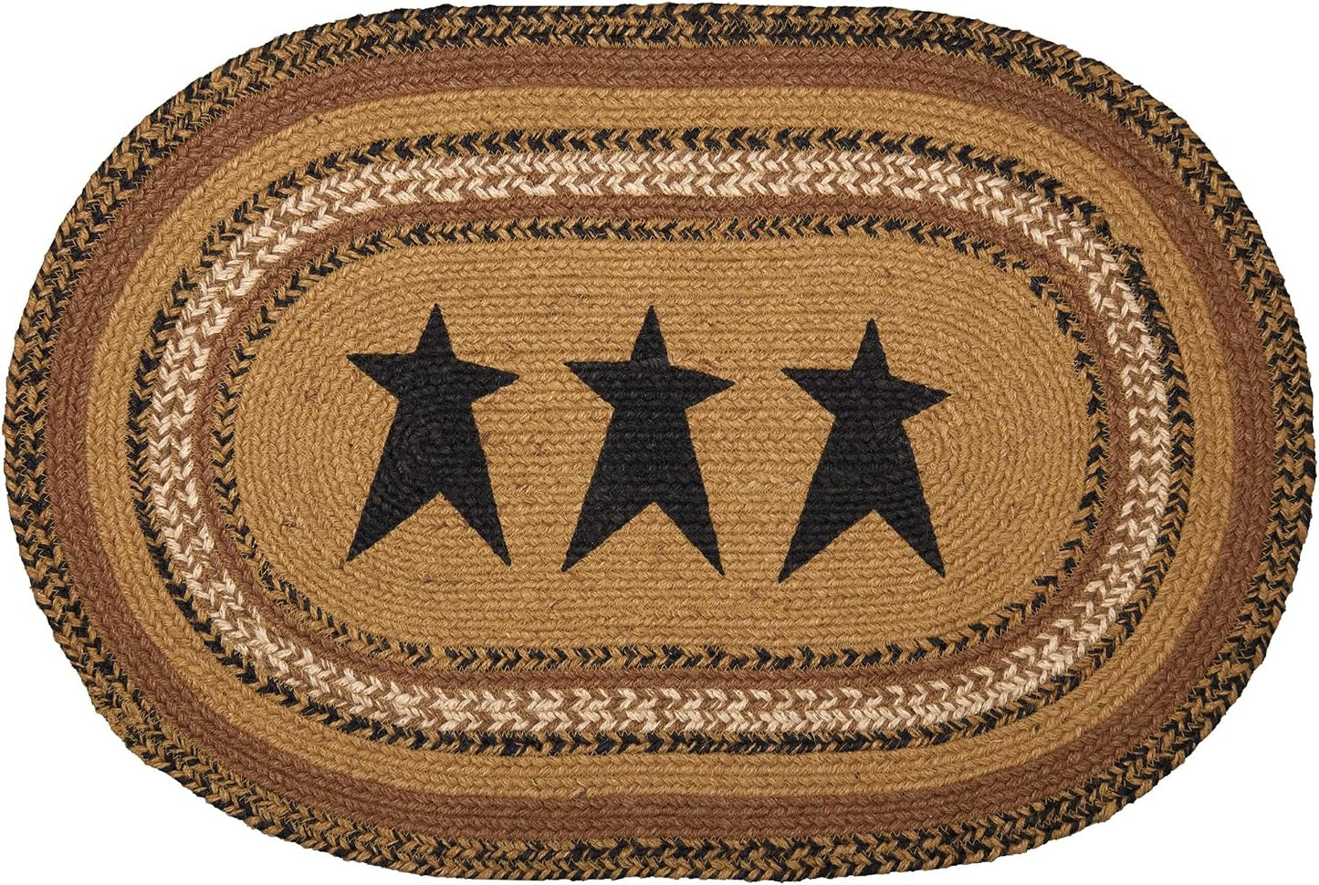 Alfombra yute marrón estrella ovalada 20x30pulg