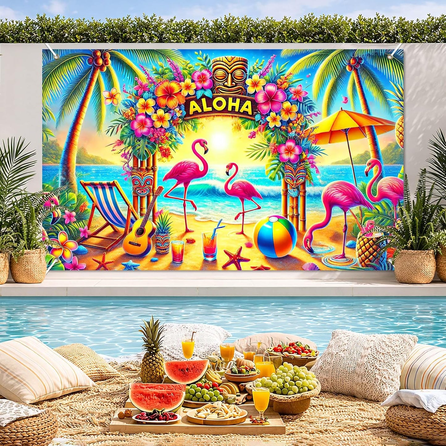 Pancarta verano 71x43pulg letrero floral