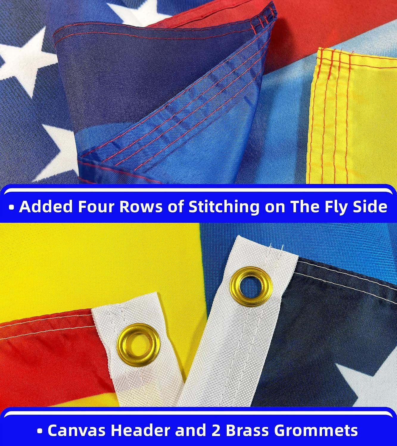 Bandera Ucrania 3x5ft doble cara 12x18" 3 capas