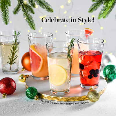 Set 10 Vasos Vidrio Highball 17oz para Agua Jugo Cócteles