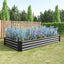 Cama jardín elevada galvanizada para verduras patio negro