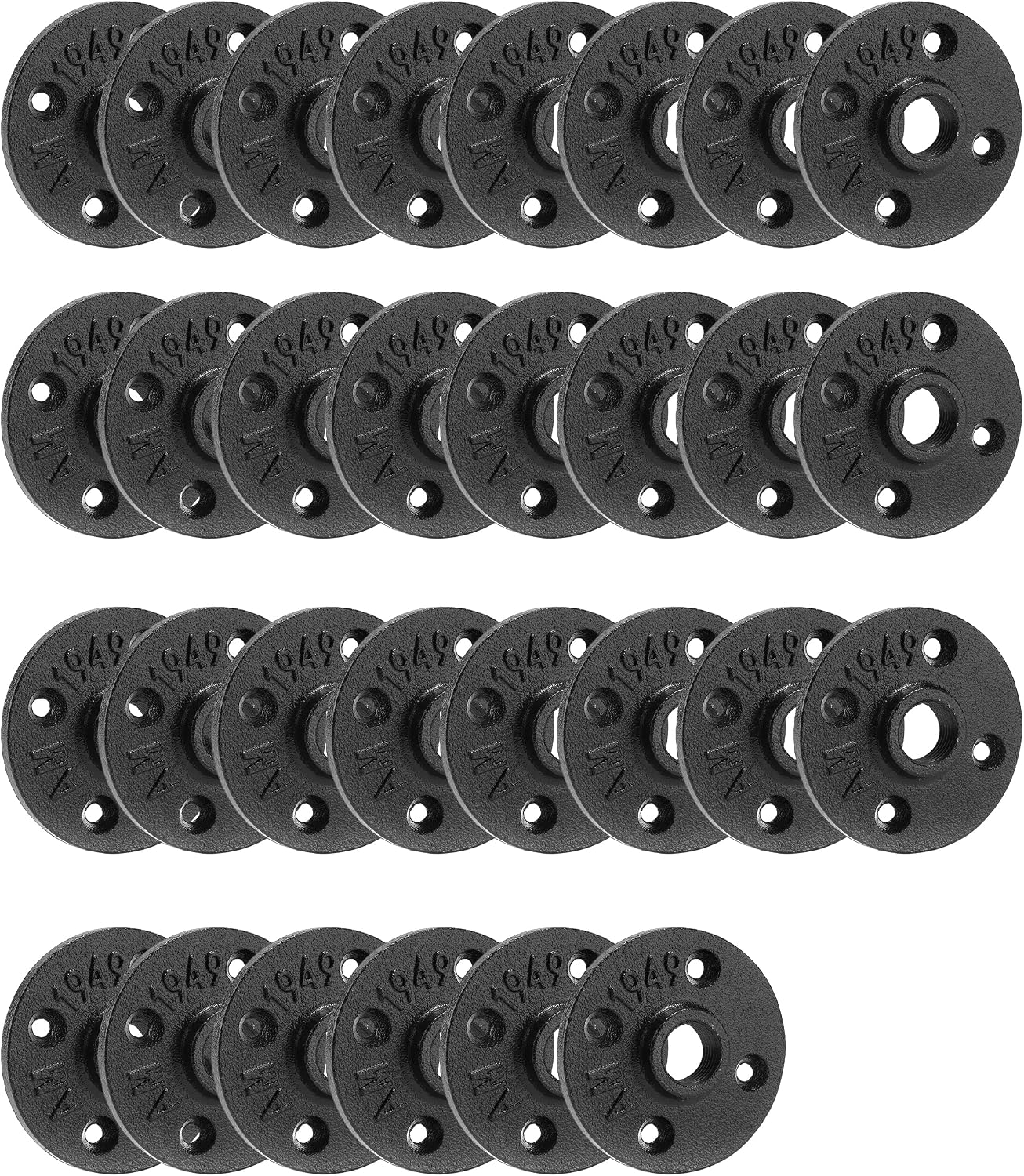 Brida piso negra 1/2pulg hierro maleable vintage set 30