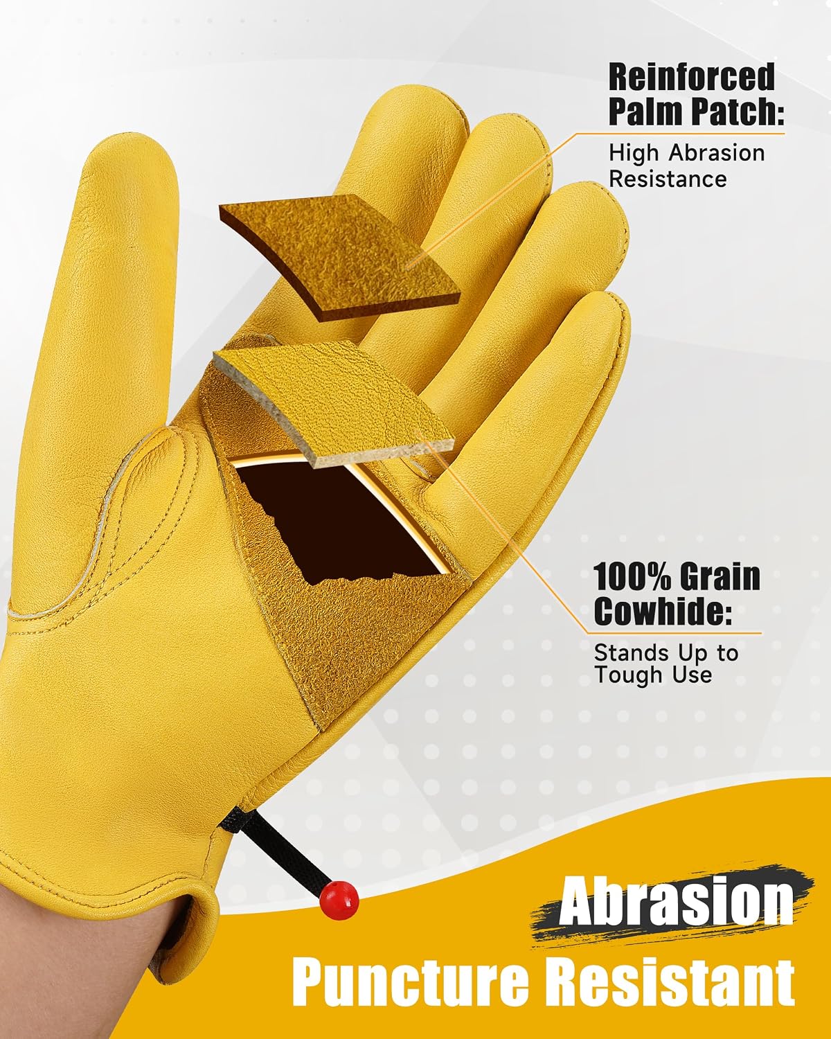 Guantes cuero trabajo resistente jardinería antirotura