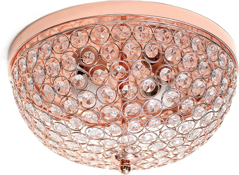 Lámpara techo empotrado 13pulg 2 luces metal oro rosa