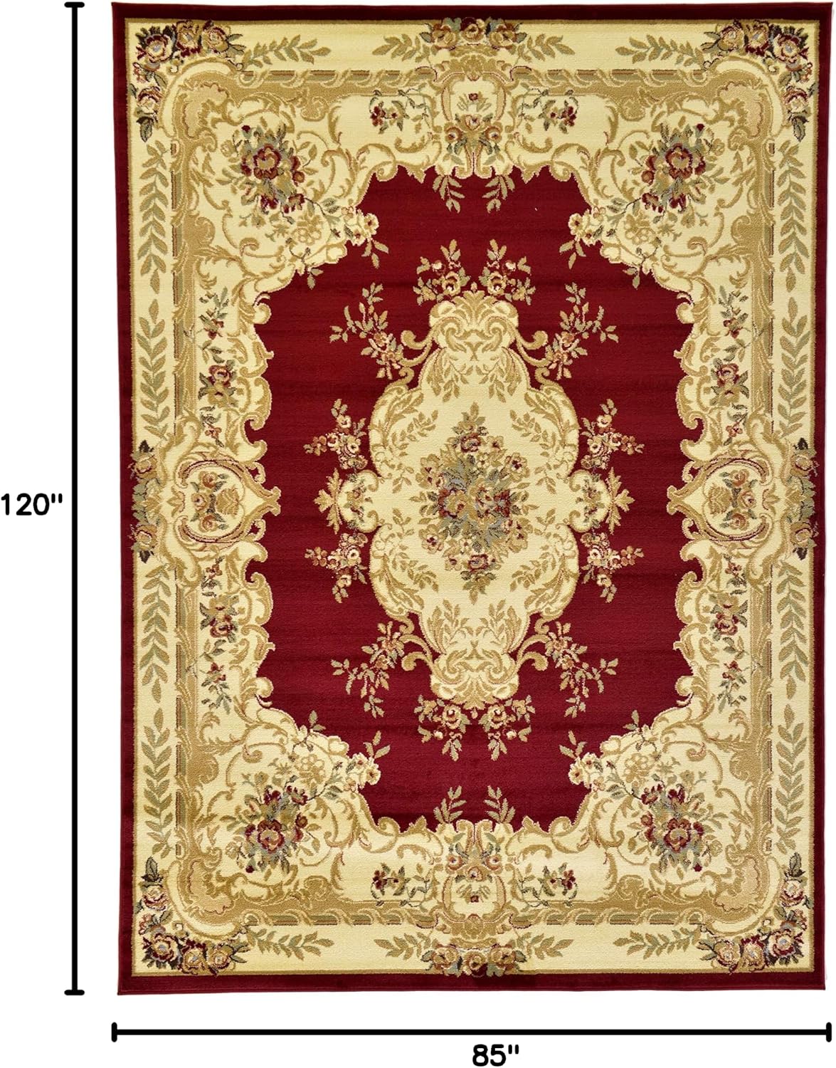 Alfombra área Charles 7'1x10' rojo/crema