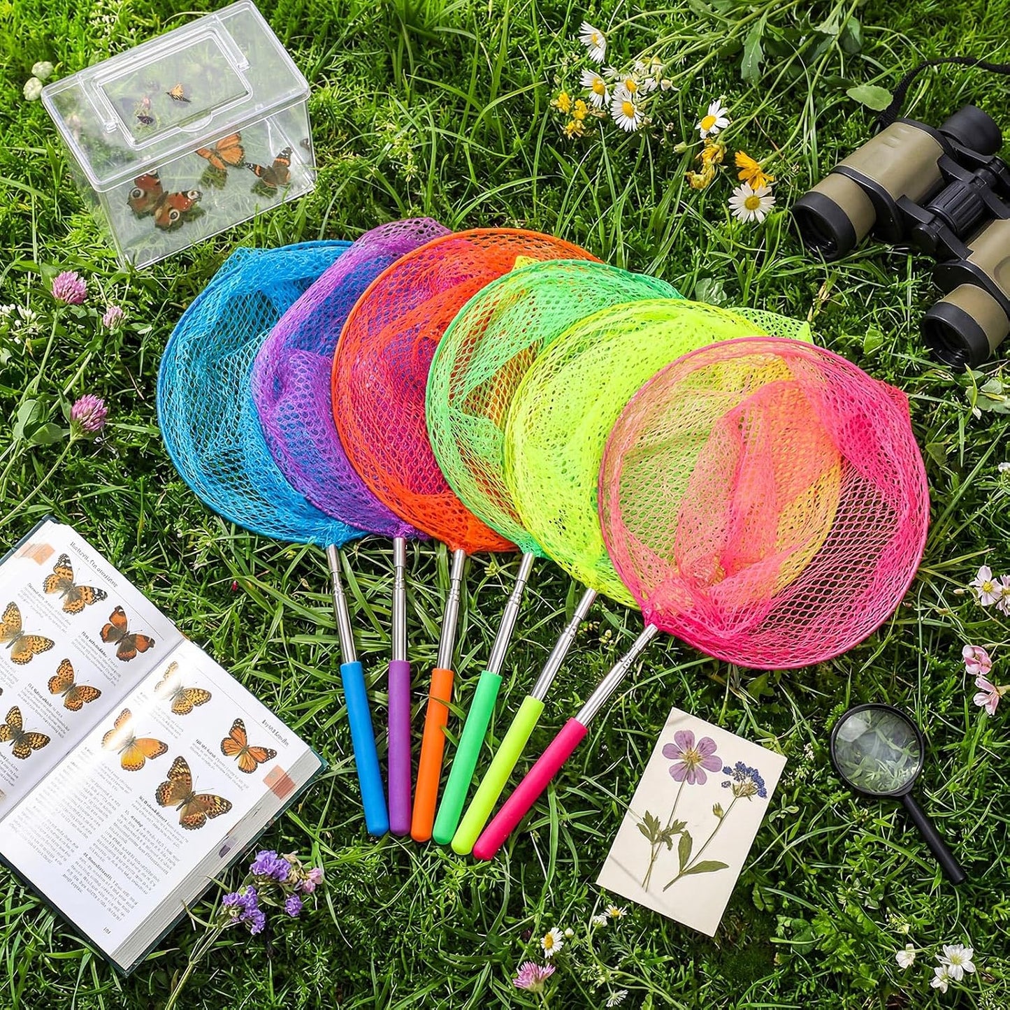 12 Redes Telescópicas de Pesca para Niños Coloridas