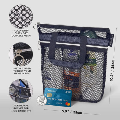 Bolsa ducha malla 10.2x9.9" secado rápido cremallera