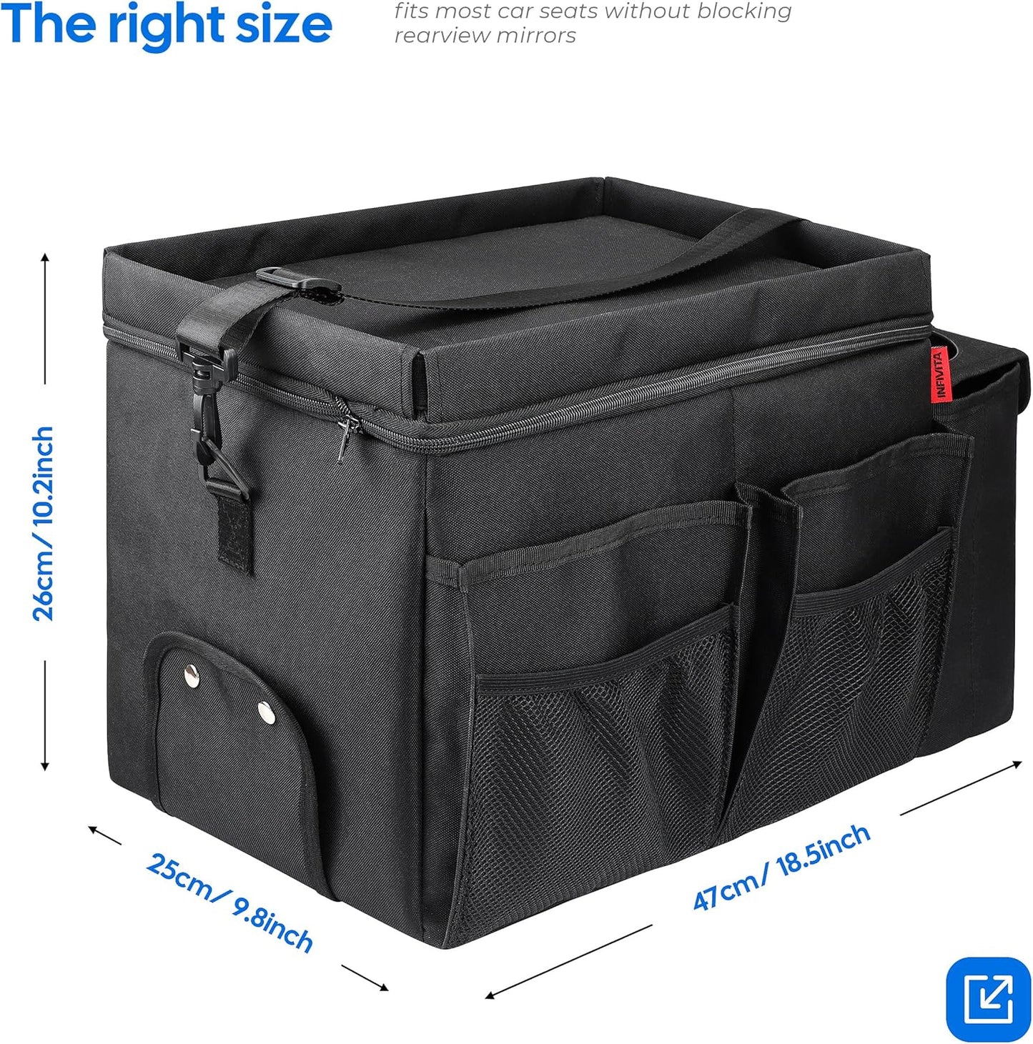 Organiz. automóvil tela Oxford forro impermeable 2025 negro