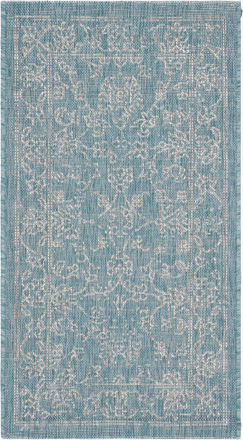 Alfombra exterior lavable 2x3'7" azul y gris felpudo patio