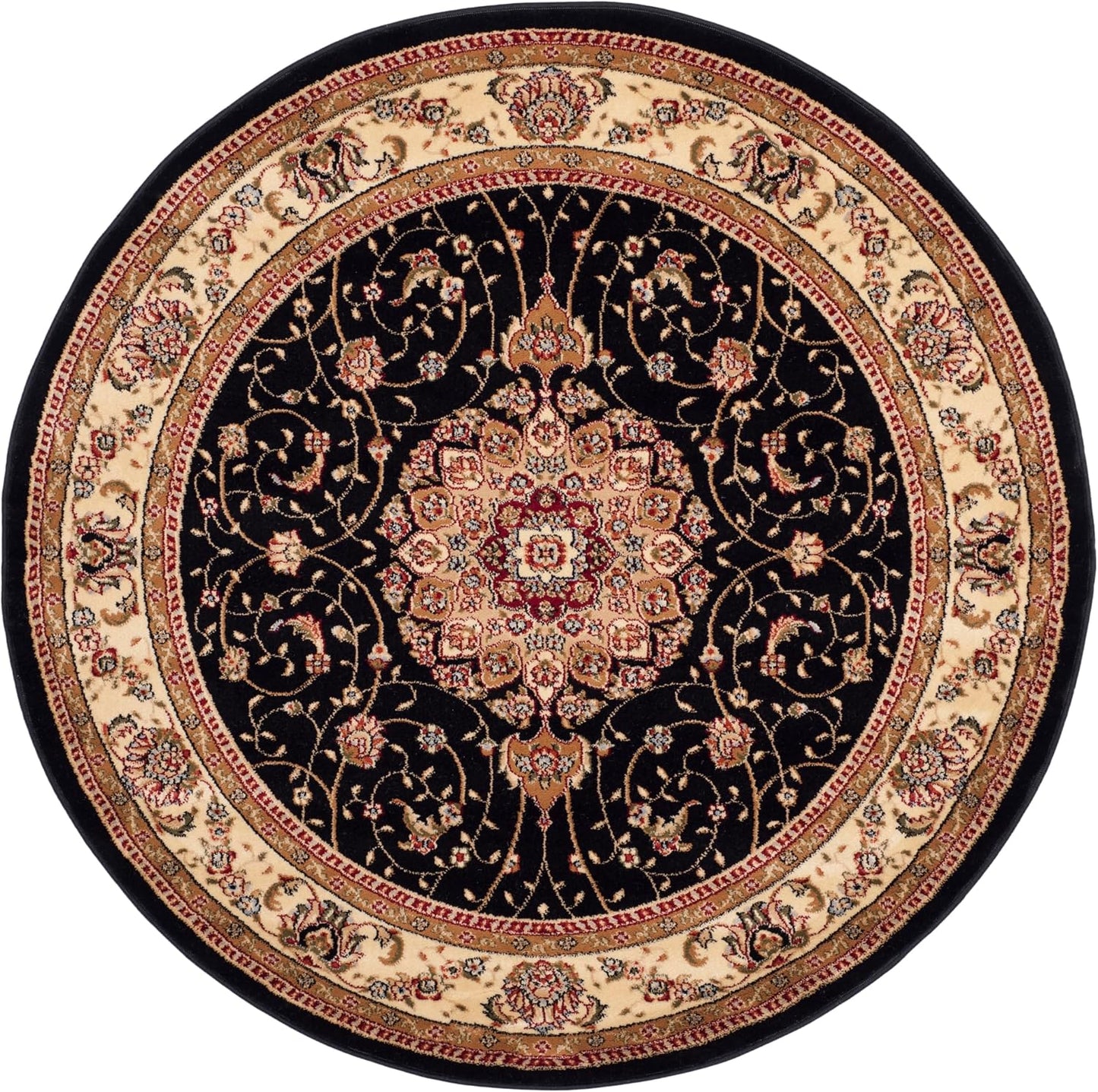 Tapete Lyndhurst alargado Medallion negro marfil 2'3x12'