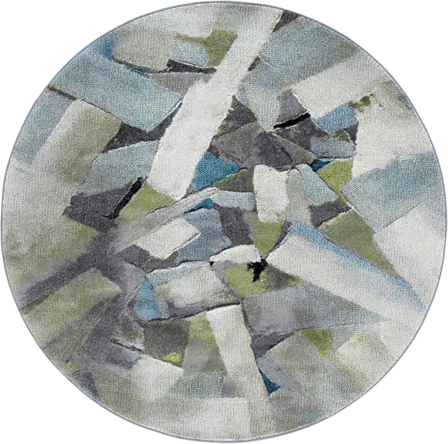 Alfombra redonda 6ft7pulg verde gris antiderrap sala