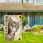 Bandera bienvenida jardín girasol gato 12x18" doble cara