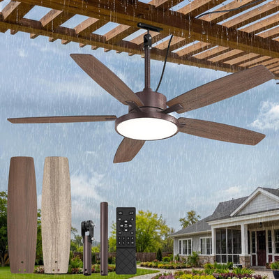 Ventilador techo exterior 52pulg luz control remoto IP65