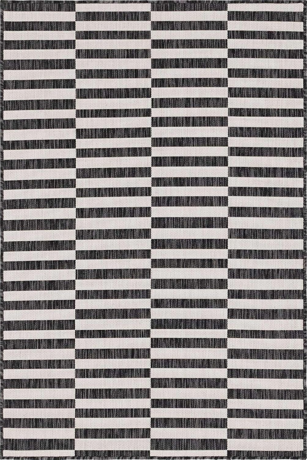 Alfombra exterior a rayas carbón/marfil 2x3ft1pulg