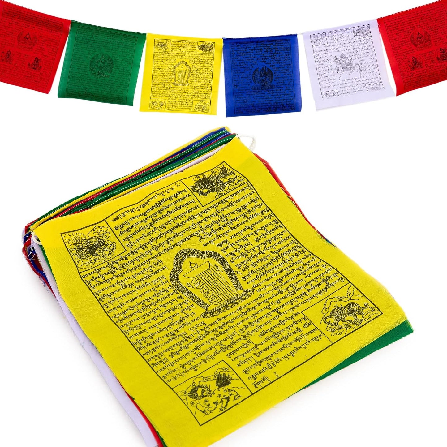Banderas oración tibetana 10x12" hechas a mano Nepal 25 Pzas