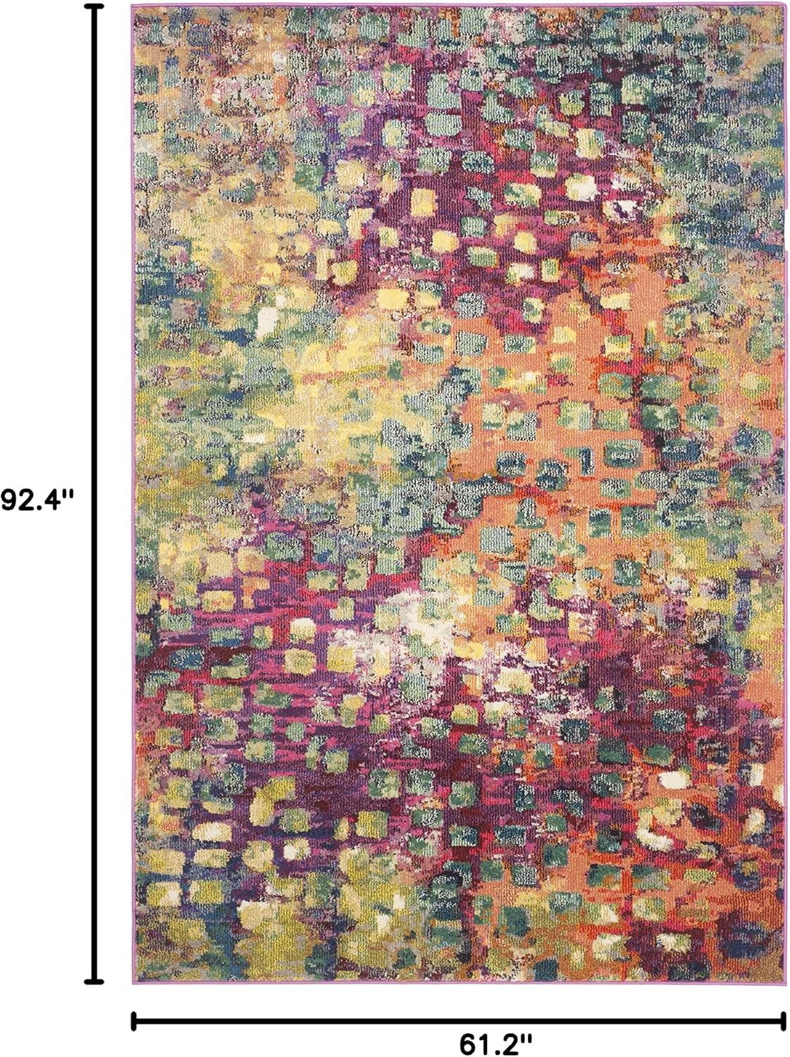 Alfombra sala 5'1x7'7 Rosa abstracto bohemio no pelusa