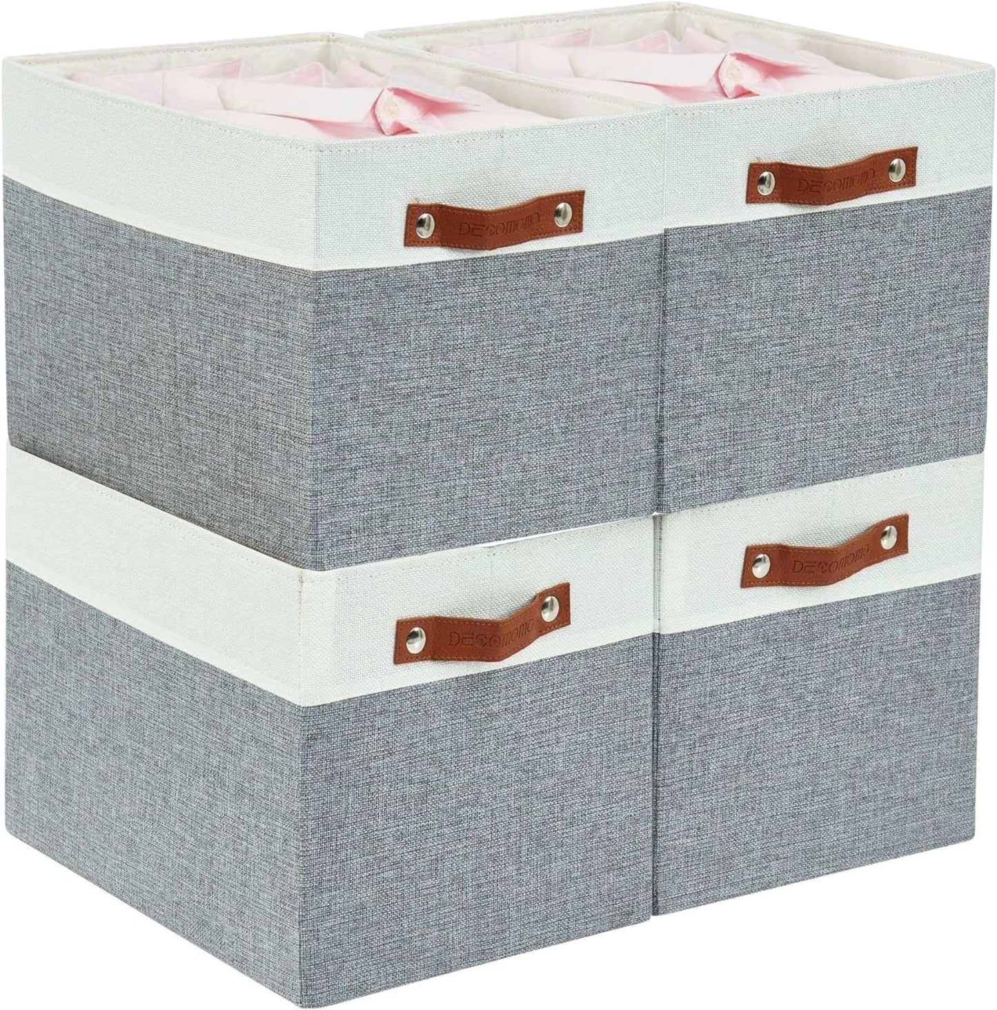 Cubos almacenamiento 13x15" set 4 gris y blanco