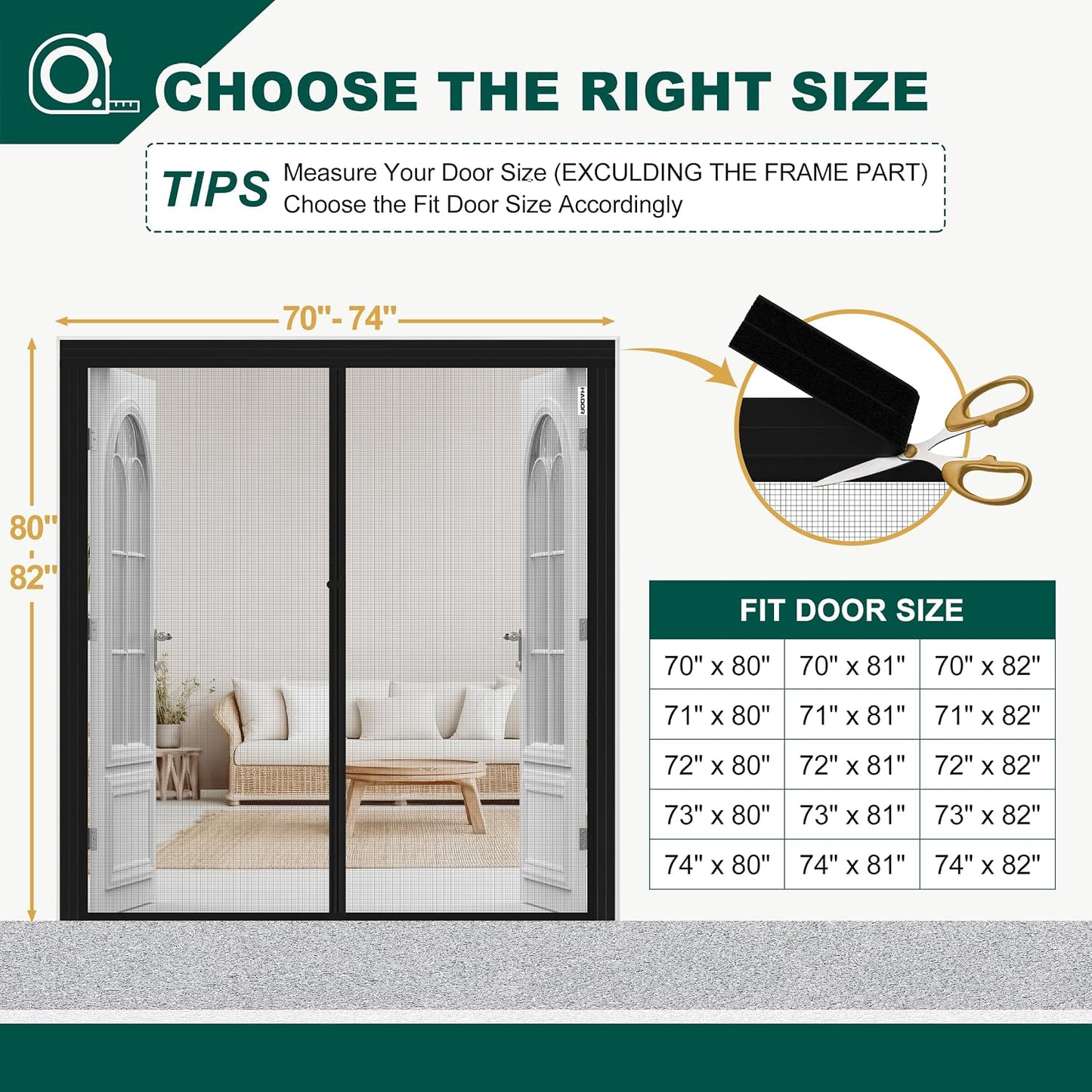 Puerta mosquitera magnética ajustable 70-74pulg