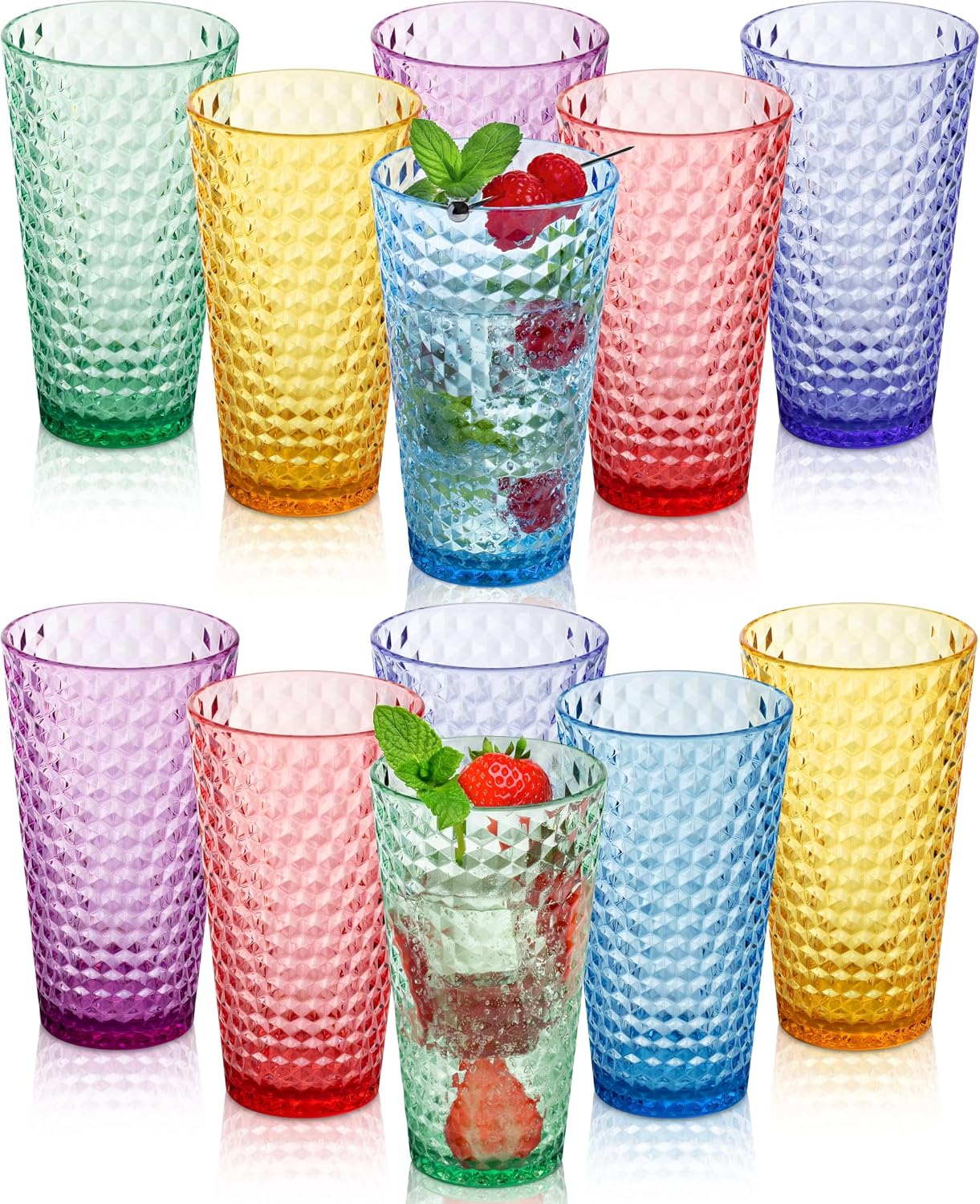 Set 12 vasos plástico sin BPA 18oz multicolor