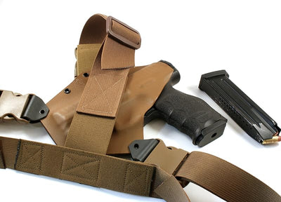 Funda pecho H&K VP9 gris/coyote mano derecha
