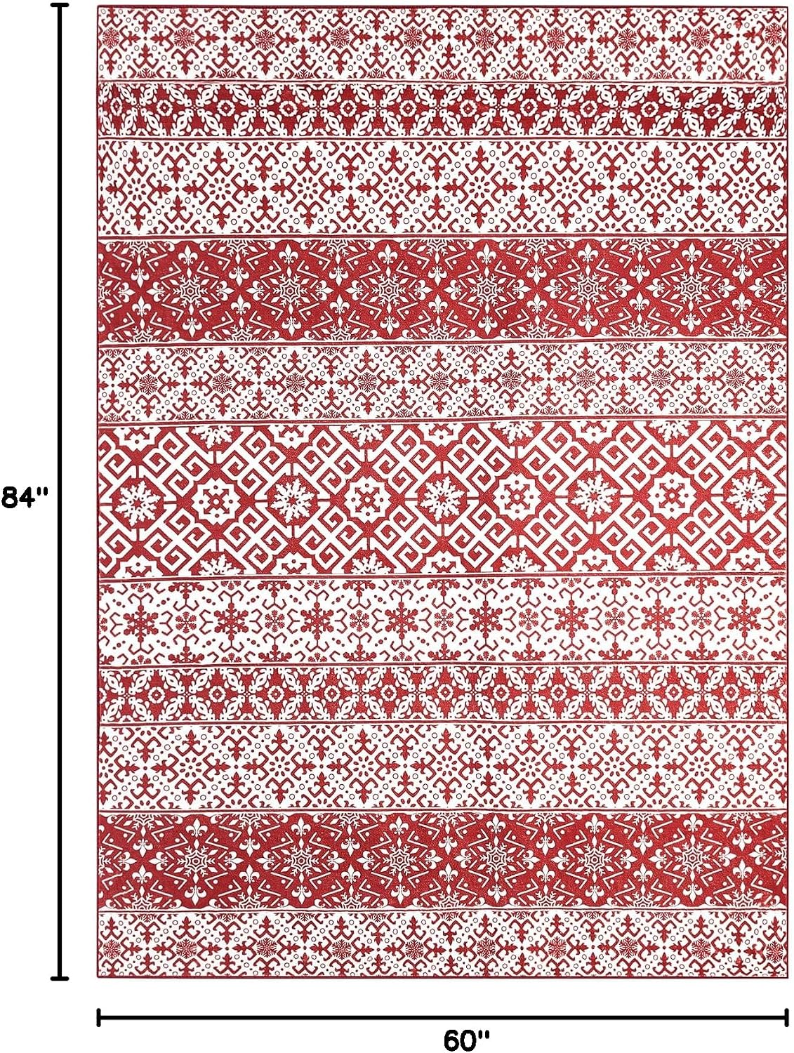 Alfombra navideña 5x7ft copos rojos antiderrap suave