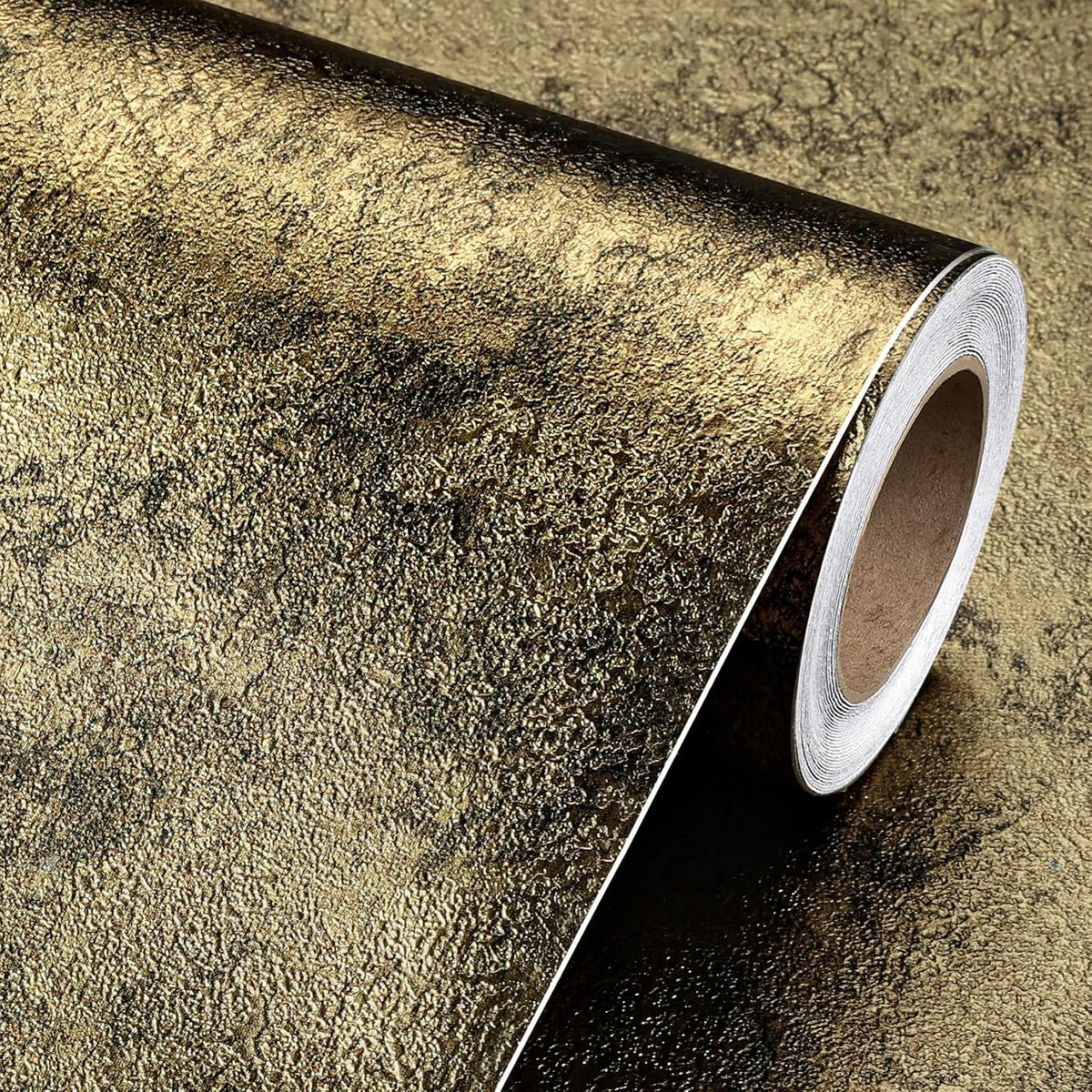 Papel tapiz dorado 24x197pulg textura metálica sala baño cocina