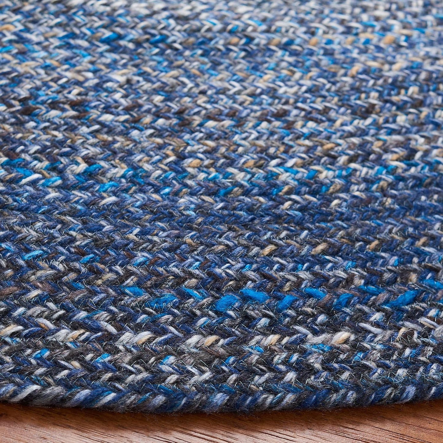 Alfombra redonda BRD851N estilo cabaña azul 3' reversible