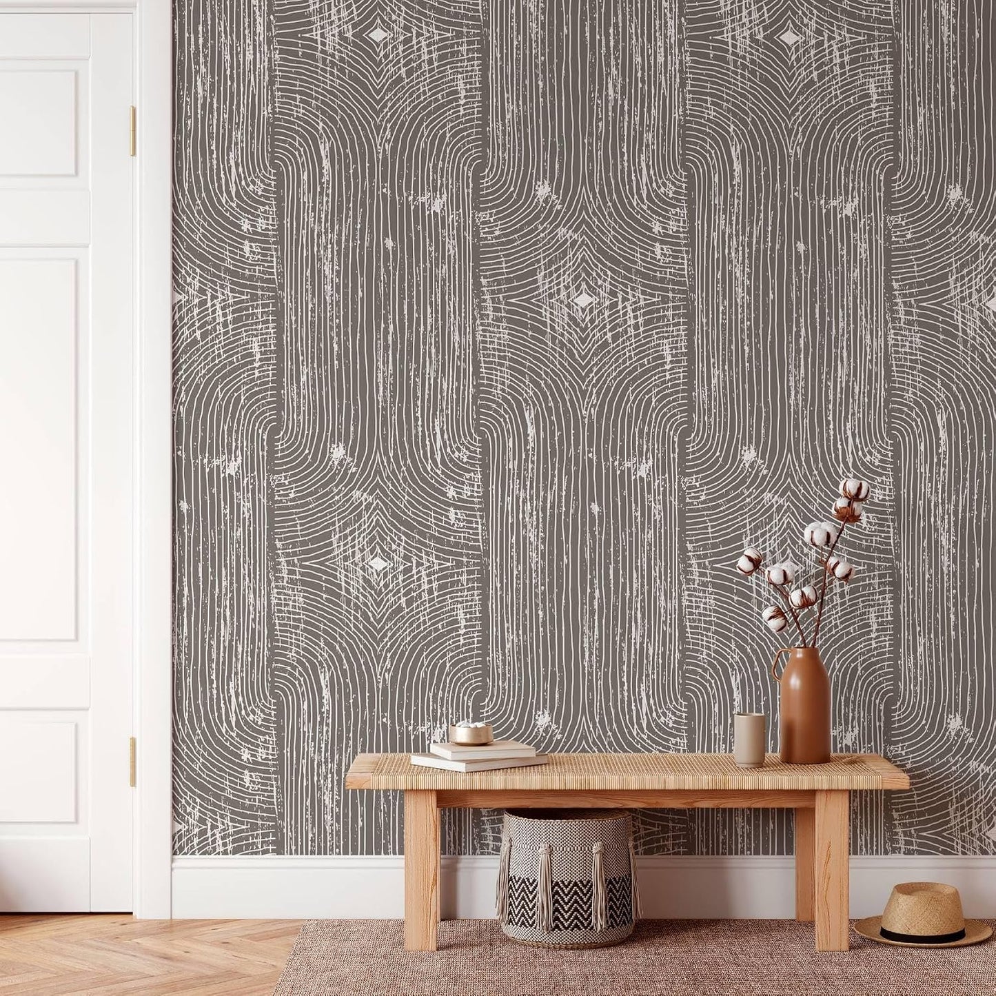 Papel tapiz bohemio gris oscuro para paredes cocina y gabinetes