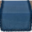 Camino lino rústico con flecos grandes 16x72pulg azul marino